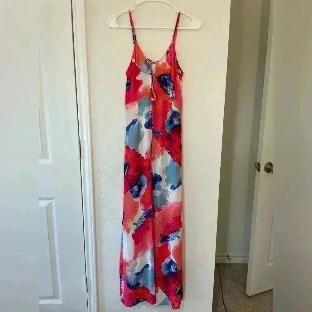 Luxxel Multicolor Floral Romper Spaghetti Strap Dress Womens Size Small